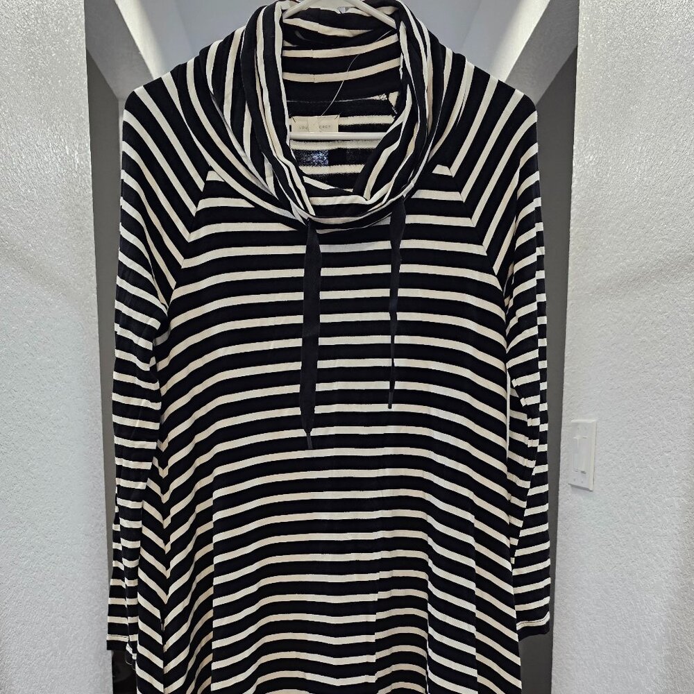 Cowl Neck - Long Sleeve - Stripped Dress